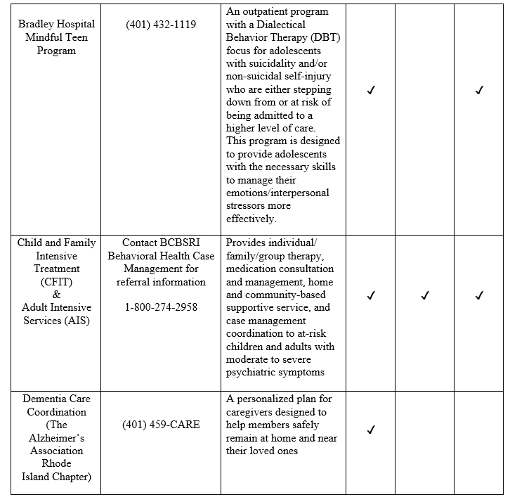 Additional programs available for members
