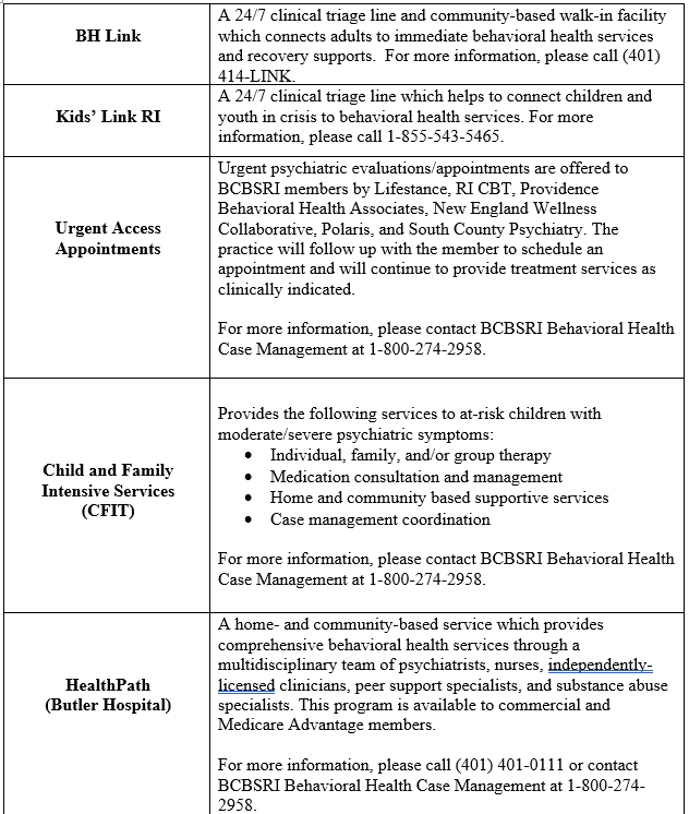 Behavioral Health resources one
