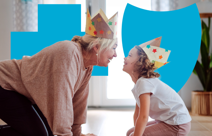 Grandmother playing with granddaughter