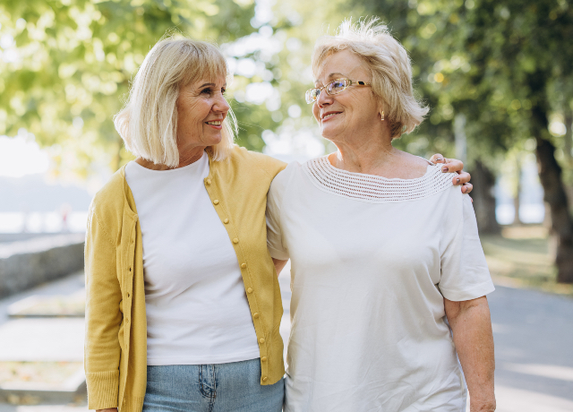 Senior woman walking together